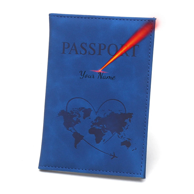 Laser Engarving Name Passport Cover Travel Wallet Pu Case for Passports Passeport Personnalisé Names Number