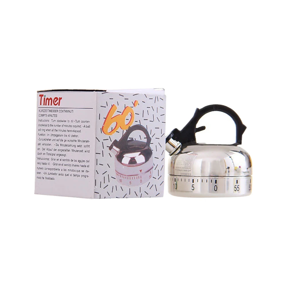 60 Minute Kitchen Timer Alarm Clock Mechanical Teapot Timer Tool Cooking Baking Auxiliary Kitchen Tools Timer Kitchen Supply