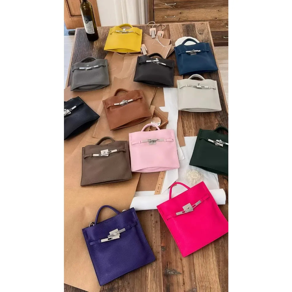 2026 New First-layer Cowhide Bucket  Women's Versatile Niche Medieval Exquisite Hand Carry Messenger Tote Bag Casual Fashion
