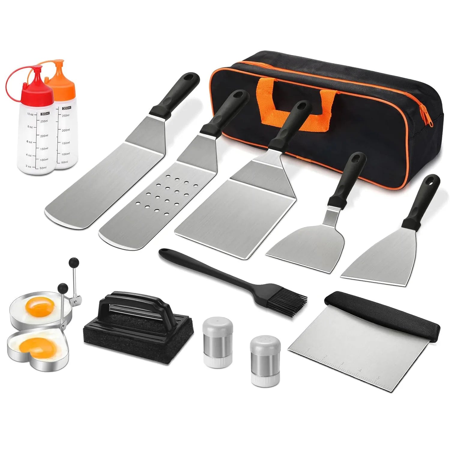 Griddle Accessories Kit,Hibachi Flat Top Grill Accessories,Grill Spatula Set with Enlarged Spatulas,Scraper for Outdoor Barbecue