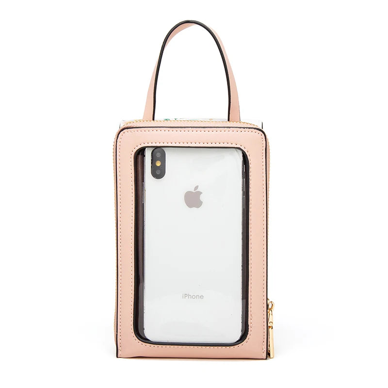 2024 Spring/summer new women's touch screen mobile phone bag Korean version PU leather clamshell printed shoulder bag Multi-func