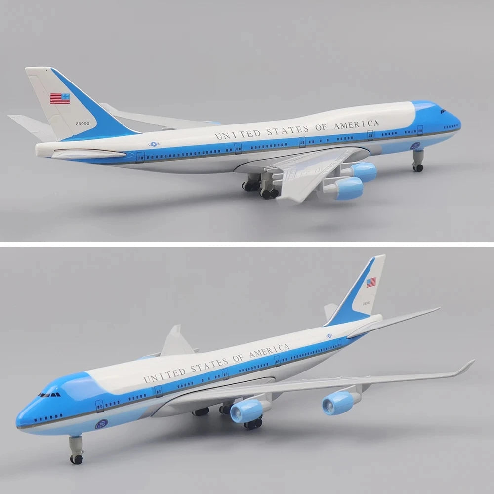 Air Force one 1:400 Die-cast Metal Airplane Model with Stand 747 Alloy Model Plane 20CM Airplane Model Kits for Aviation Enthusi