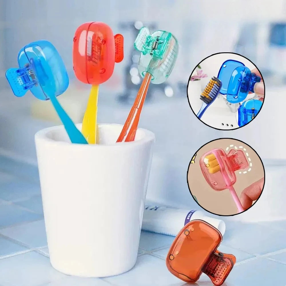 Travel Toothbrush Head Covers Toothbrush Protector Cap Brush Pod Case Protective Portable Plastic Clip For Household Travel