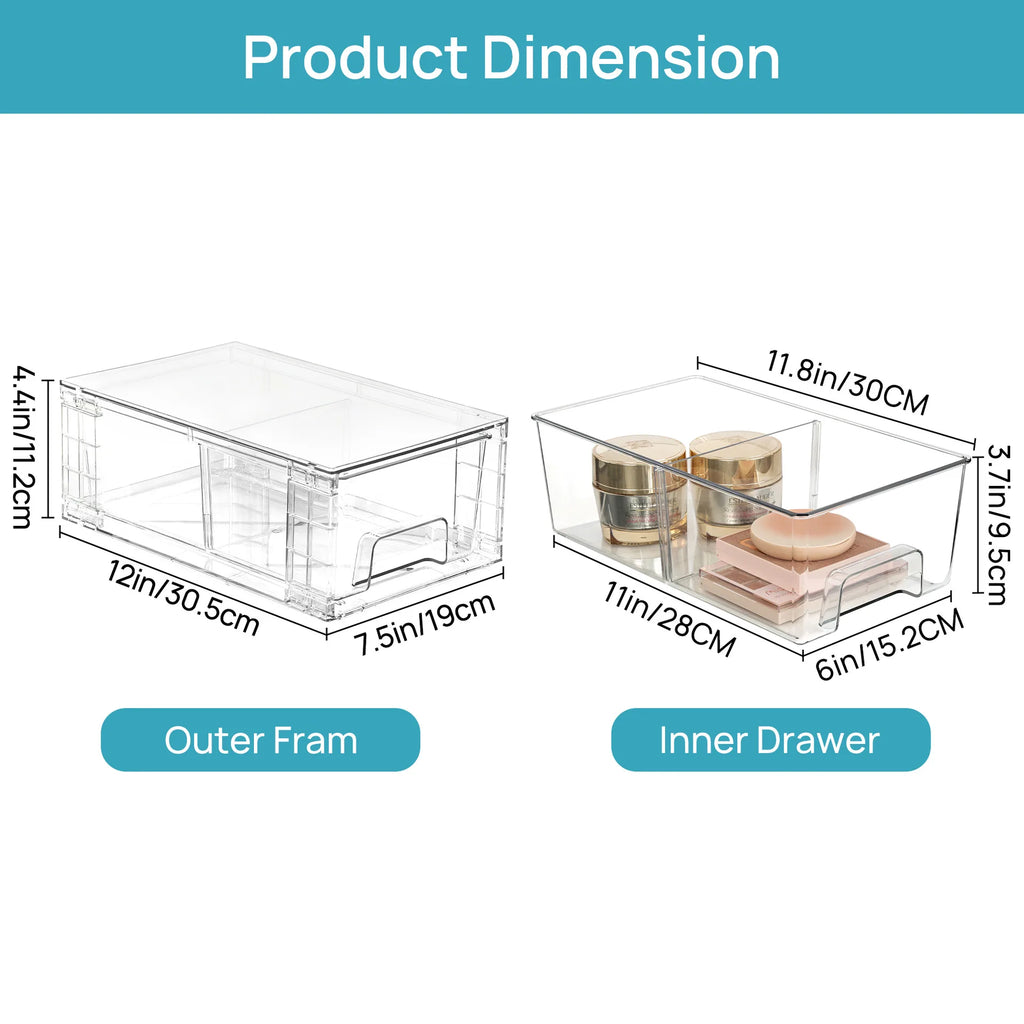 2026 New  Large Stackable Storage Drawers,Easily Assemble Acrylic Bathroom Closet Undersink Organizers And Storage,Plastic