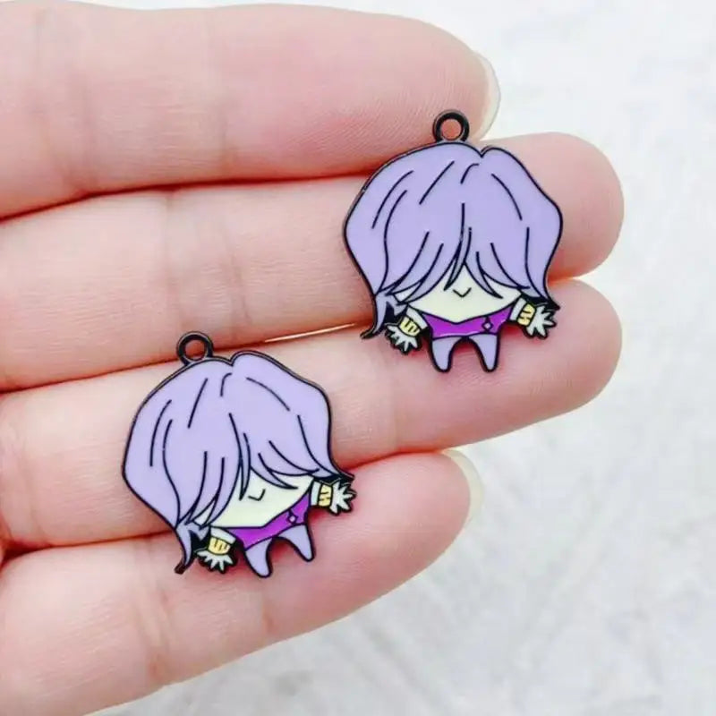 10pcs Cartoon Anime Pendant Oil Drop Alloy DIY Earrings Keychain Pendant Accessories