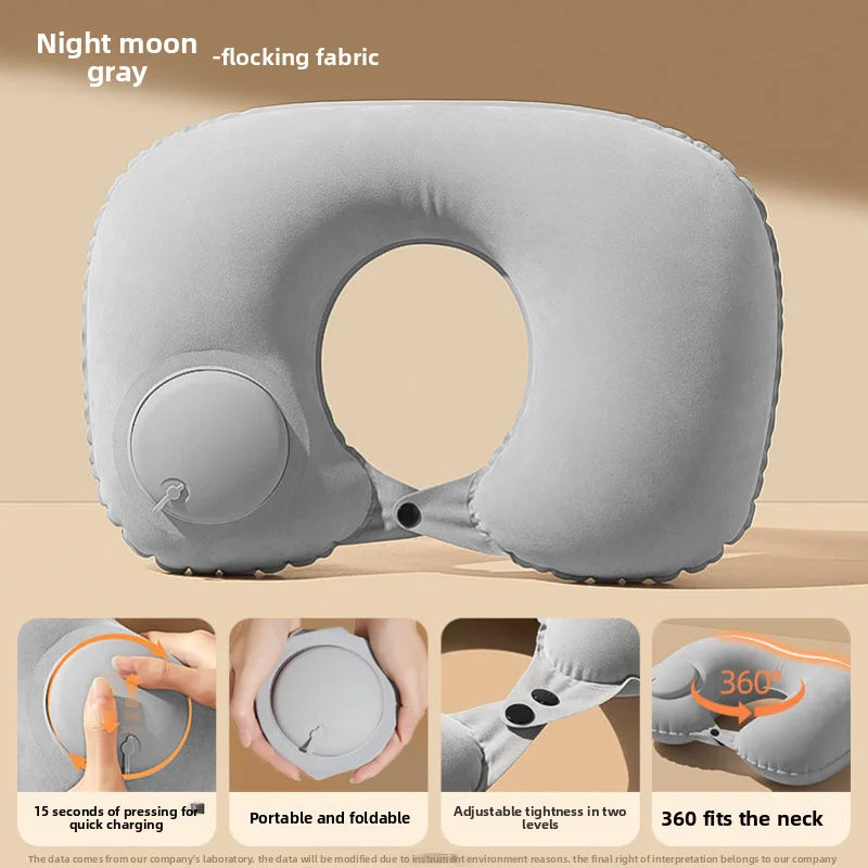 Inflatable Airplane Pillow, U-shaped Cervical Orthopedic Protective Pillow, Outdoor Folding Pillow, Small Gift for Friends