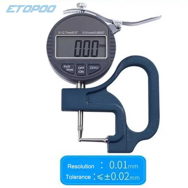 Professional Digital Display Thickness Gauge Range 0-10mm Accuracy 0.01mm Thickness Measurer for Pipe Tube Thickness Anvil