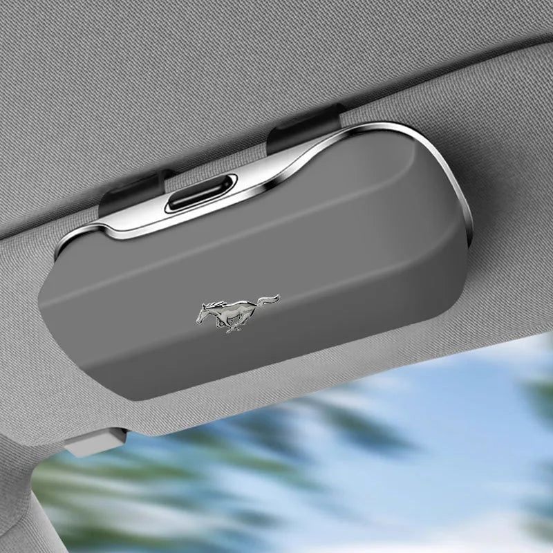 For Ford Mustang Car Sunglasses Holder, ABS Visor Glasses Case Clip Carbon Fiber Texture Car Sun Visor Glasses Box Storage