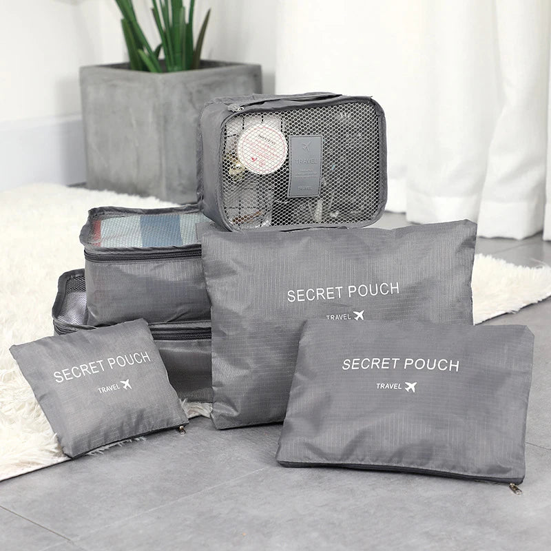 Waterproof luggage Clothing Underwear Storage Bag With Zipper Travel Storage Bag With large Capacity of 6 Pieces/set