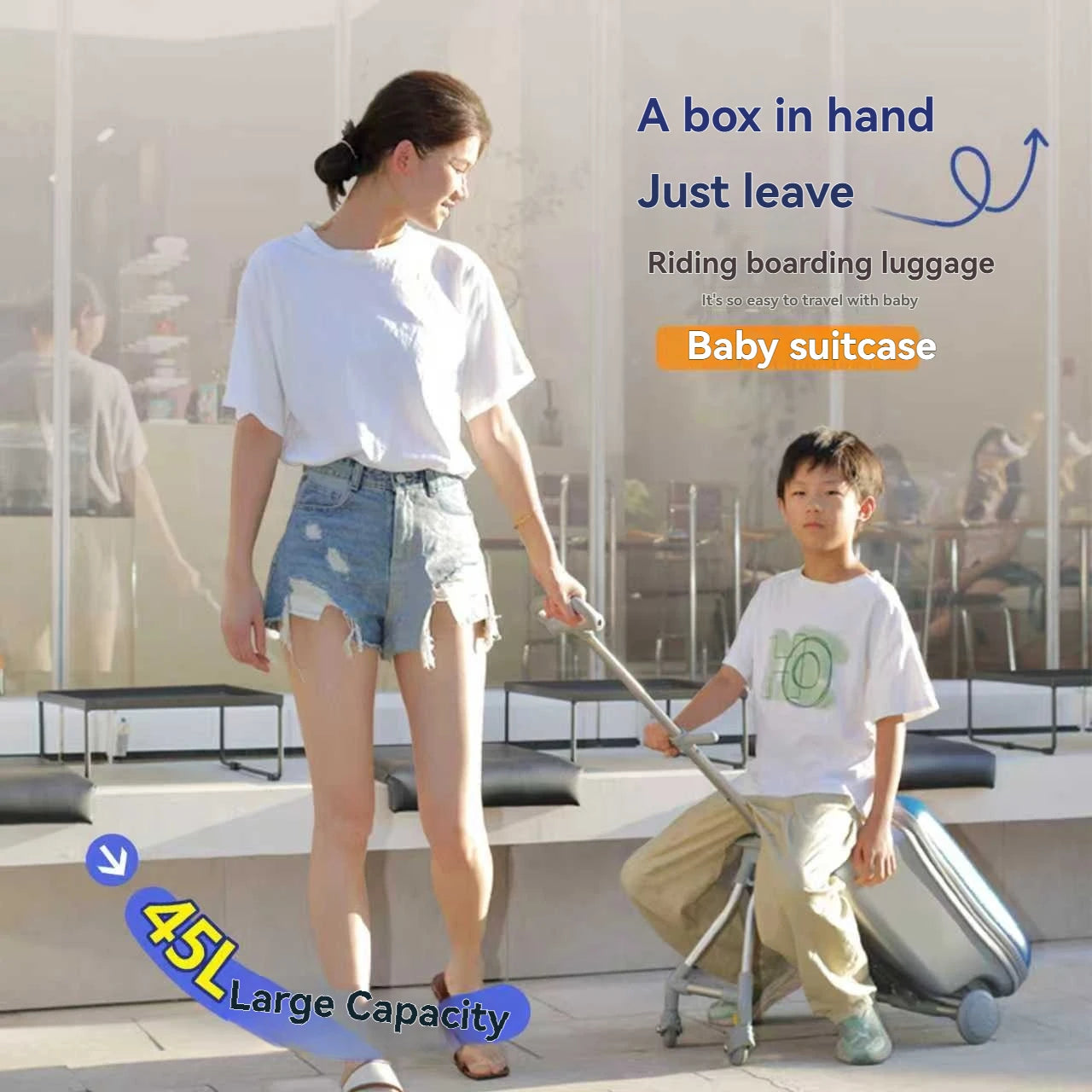1-Piece Set of Children's Luggage That Can Be Used as a Ride-On Suitcase and Carry-On Travel Suitcase, a Travel Essential That Can Be Disassembled, Suitable for Children Aged 2-12