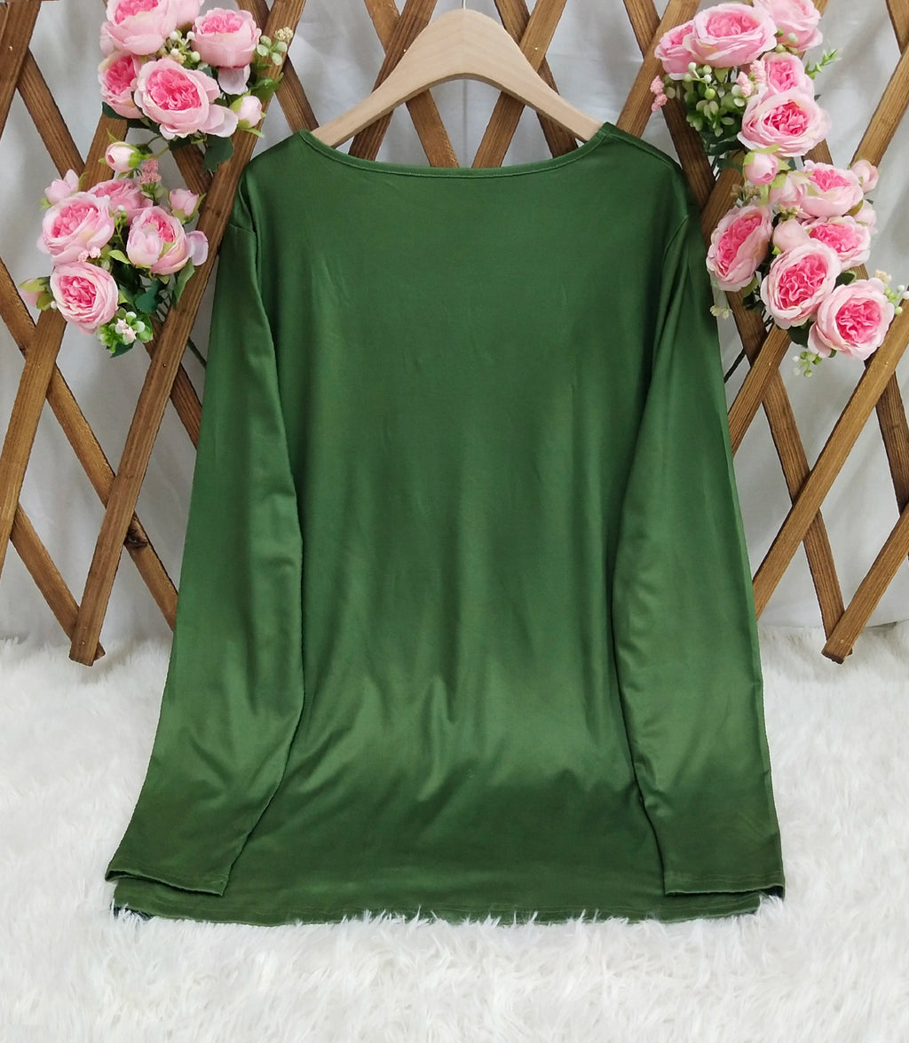 Women's east waist shirt, fashionable button print long-sleeved regular top, square neck casual spring and autumn clothing