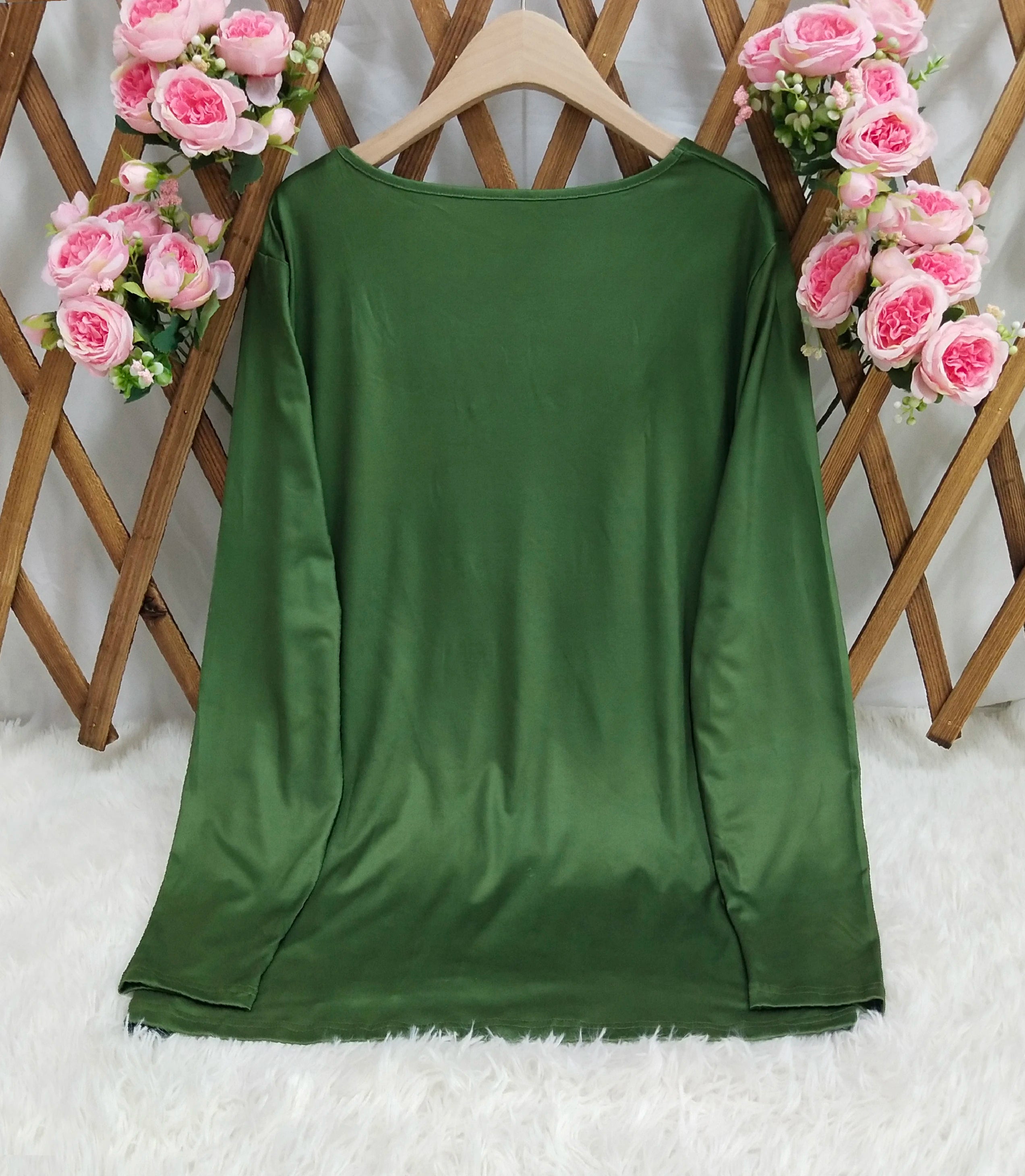 Women's east waist shirt, fashionable button print long-sleeved regular top, square neck casual spring and autumn clothing