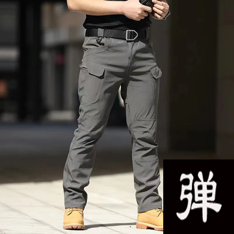 Men's Spring Autumn Tactical Combat Gargo Elastic Camping Hiking Trekking Climbing Outdoor Trousers Softshell Quick Dry Pants