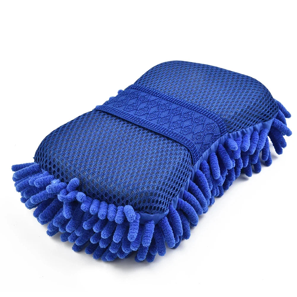 1 Pc Blue Microfiber Chenille Car Wash Sponge Auto Cleaning Tool Washing Brush Pad with Styling Accessories for Vehicle Care