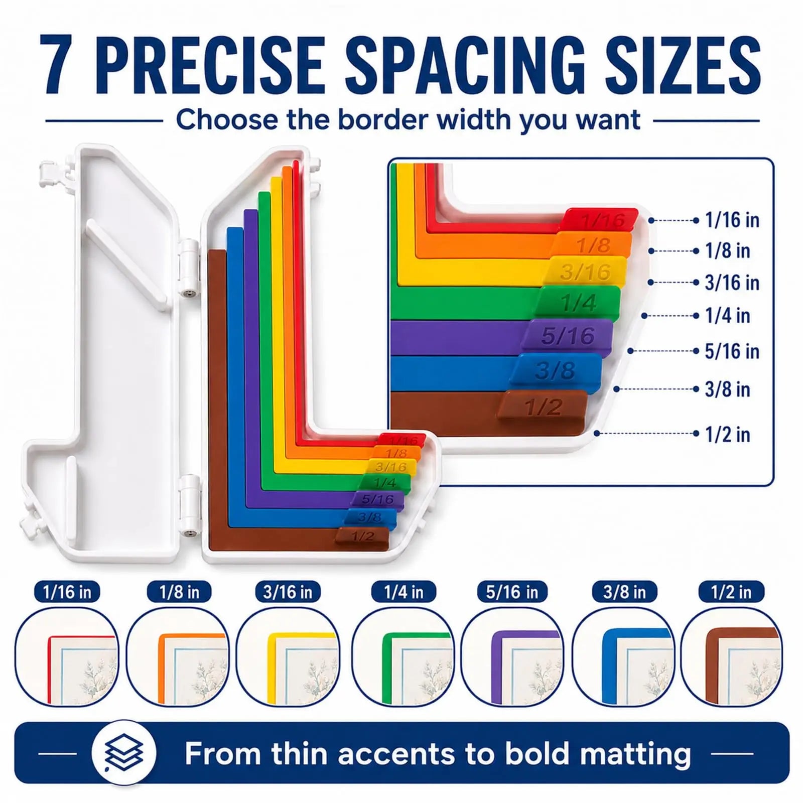 Paper Crafting Alignment Guides 7 Pcs Card Make Layering Spacers Color-Coded Scrapbooking Tools Ruler Multi-size Spacing Locator