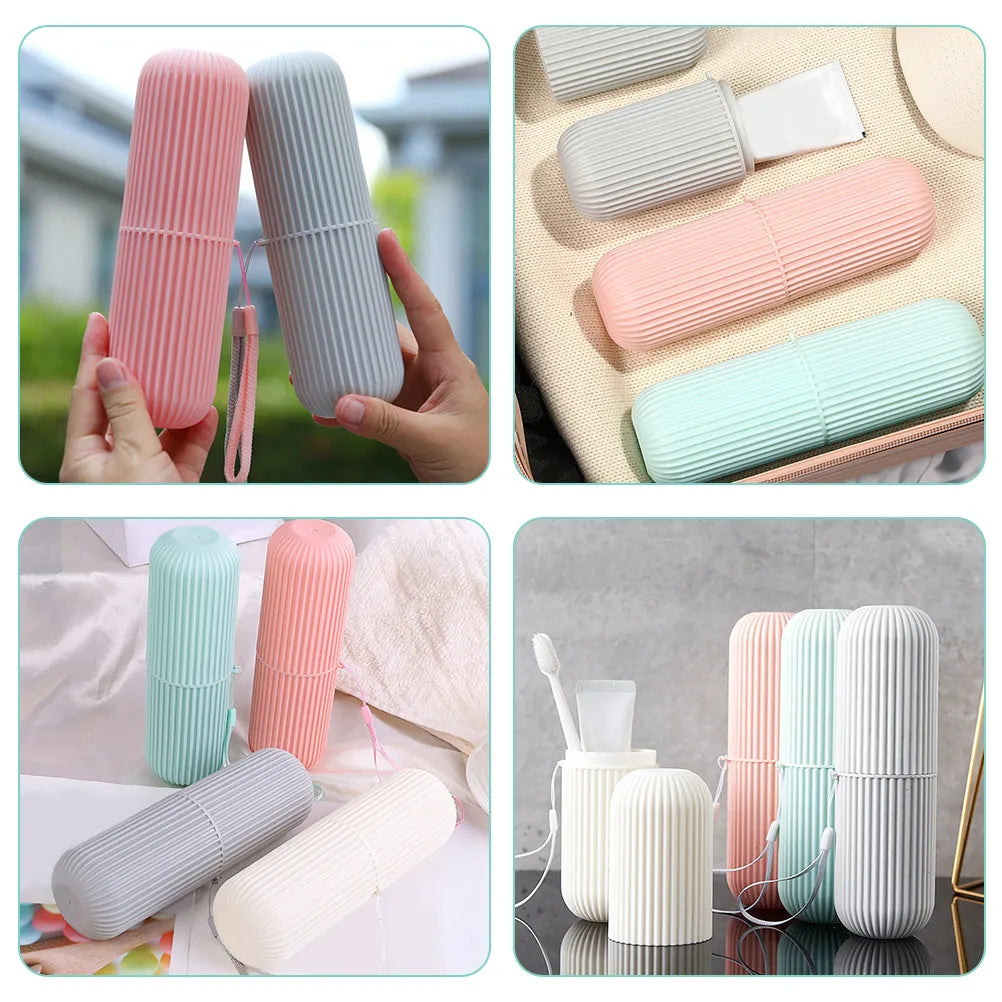 4pcs Holder Portable Travel Portable Toothbrush Container Travel Supply Bathroom Cup Toothpaste Container Compact Design