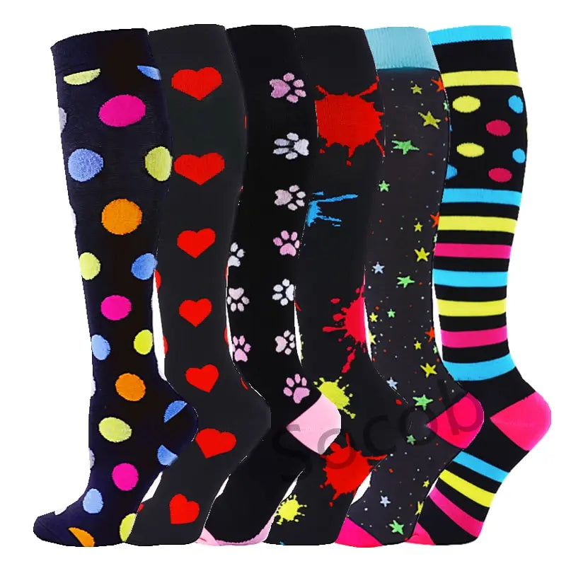 6/7 Pairs Compression Socks Varicose Diabetes Sock Running Cycling Hiking Touring Bicycle Marathon Outdoor Rugby Edema Long Tube