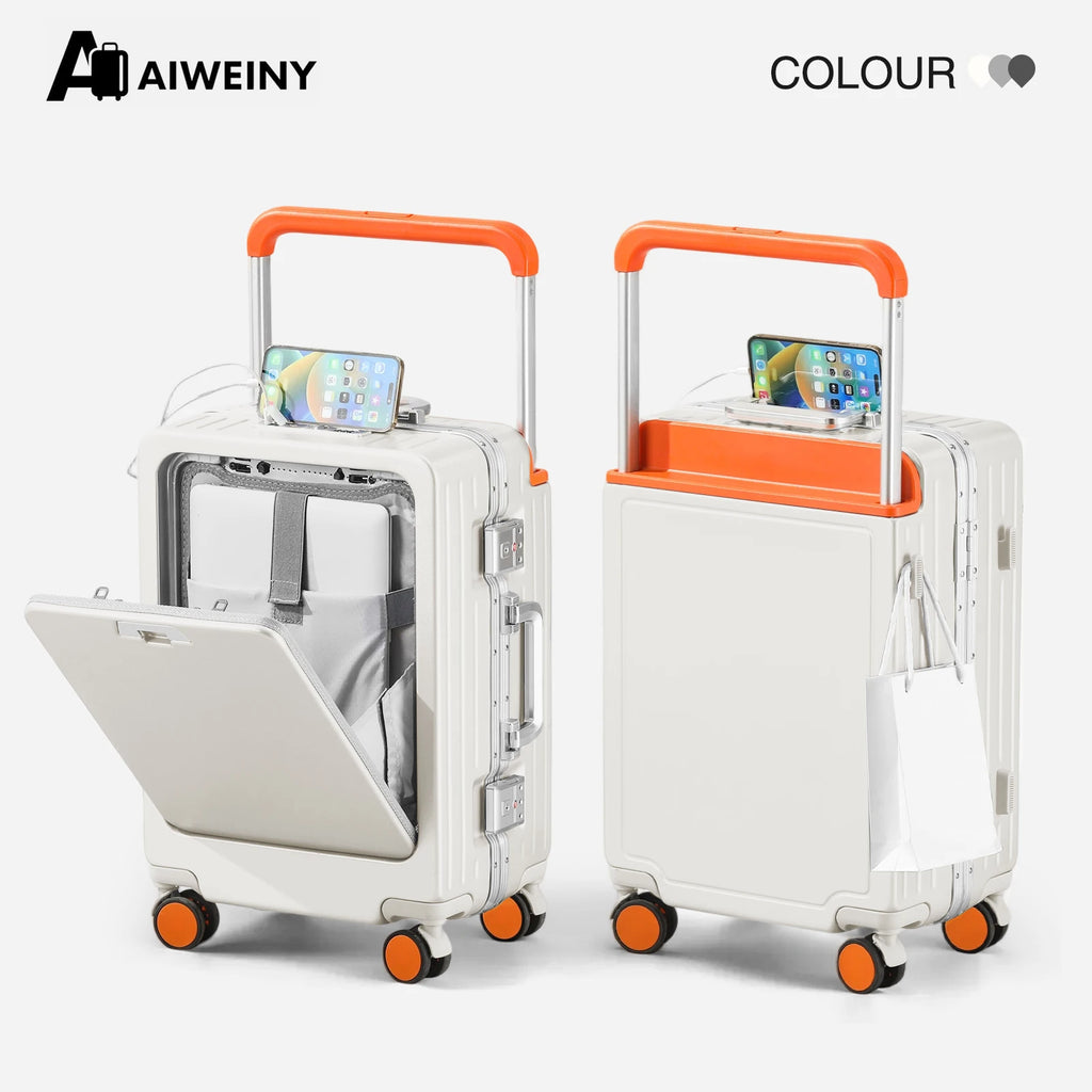 AIWEINY Aluminum Frame Luggage - Military Grade Pressure Resistance, Baby-Safe Lining, 30% Larger Capacity with Dual-Door Design