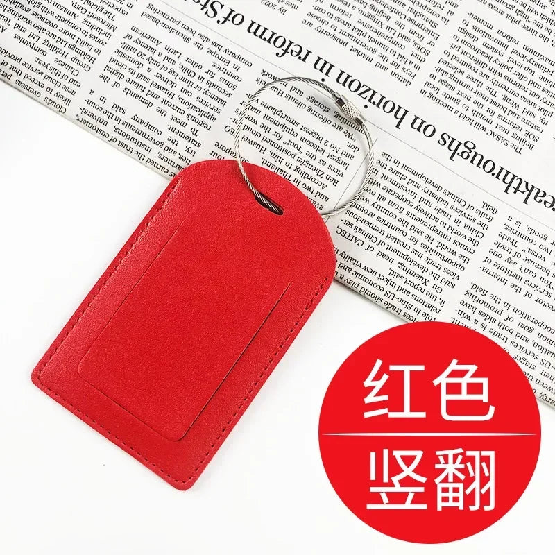 PU Leather Luggage Tag Suitcase Address Label Baggage Boarding Bag Tag Travel Accessories