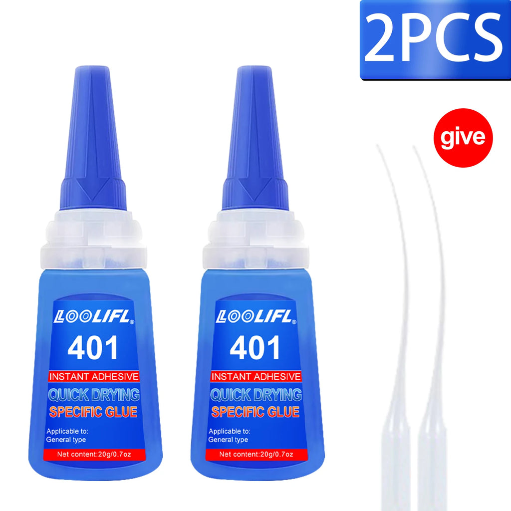 LOOLIFL 5PCS 401 Super Glue Extra Strong Quick Repair Glue Wood Rubber Metal Glass Cyanoacrylate Jewelry Adhesive Instant