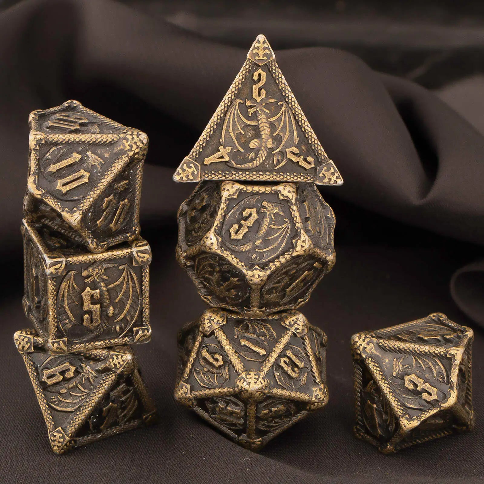 DND Metal Dice Set 7pcs – Polyhedral RPG D&D D20 D12 D10 D8 D6 D4 / Ensemble 7 dés métalliques DND – Polyédriques RPG jeux de rôle