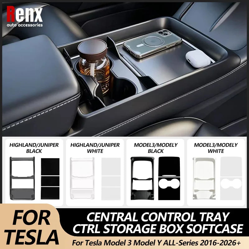 For Tesla Model 3 / Y Highland & Model Y Juniper 2016-2026+ Center Armrest Storage Organizer Tray Center Console storage Box