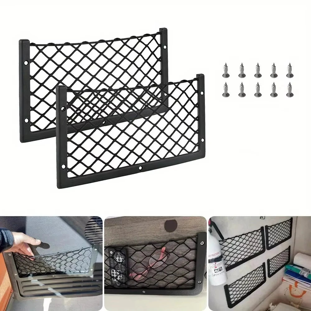 1/2/3pcs Car Mesh Bag Holder Car Storage Mesh Bag with Frame Car Mesh Storage Bag