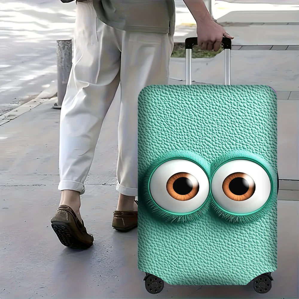 1PC Cartoon Large Eye Print Luggage Cover for luggage sizes 18-32 inches; dust and elastic travel accessories to effectively