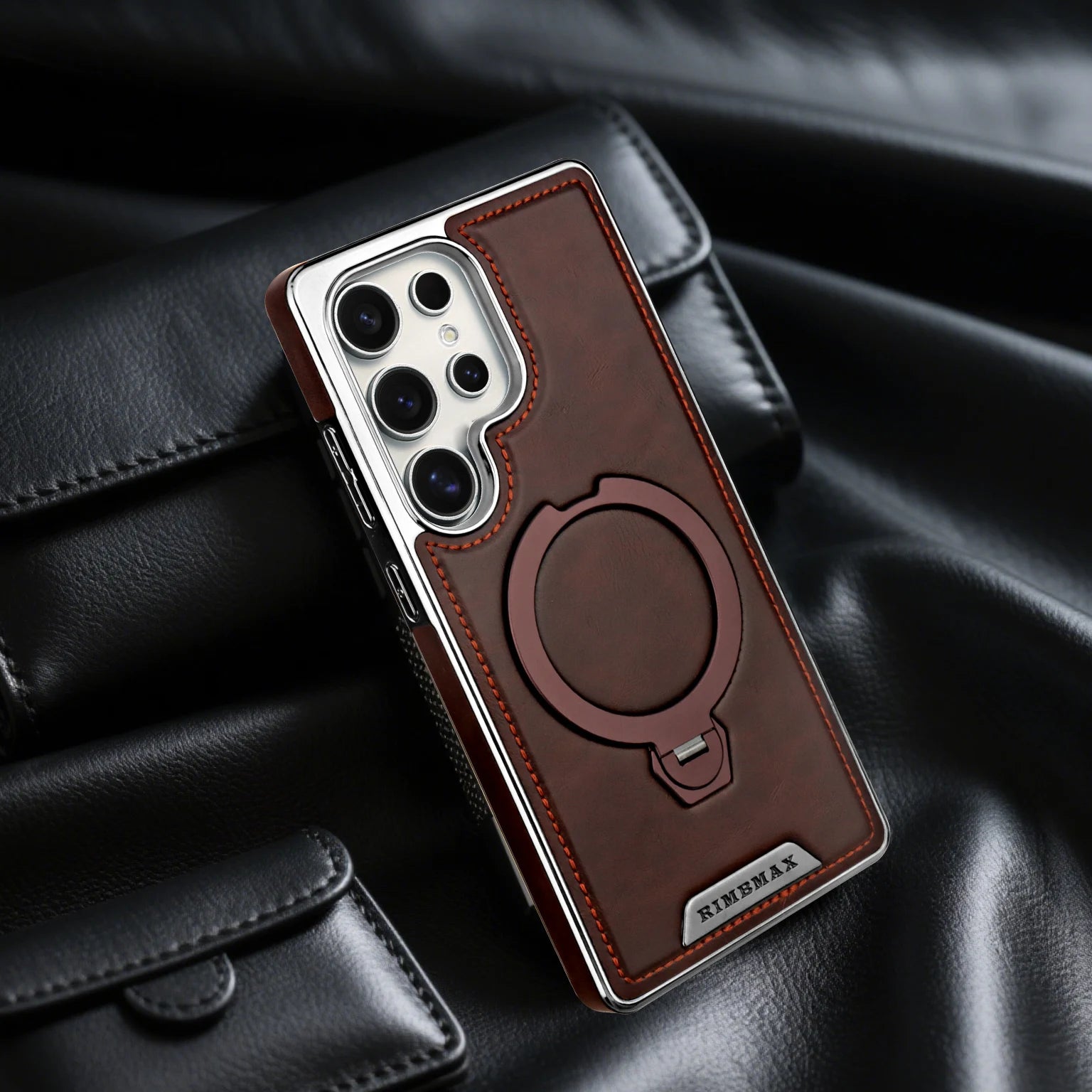 360 ° Rotating Bracket Leather Case,For Samsung Galaxy S24 S23 S25 Ultra S25Edge Wireless Charging Phone Protective Back Cover
