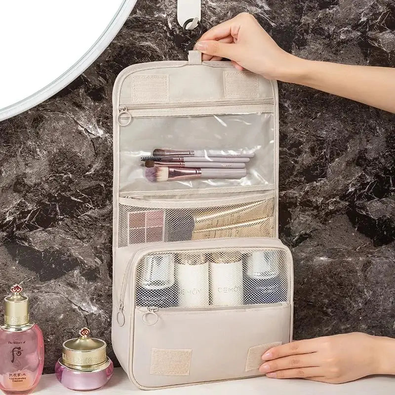 Portable Travel Multi Functional Hanging Cosmetic Bag Business Trip Washable Bag Large Capacity Dry Wet Separation Handheld Bag