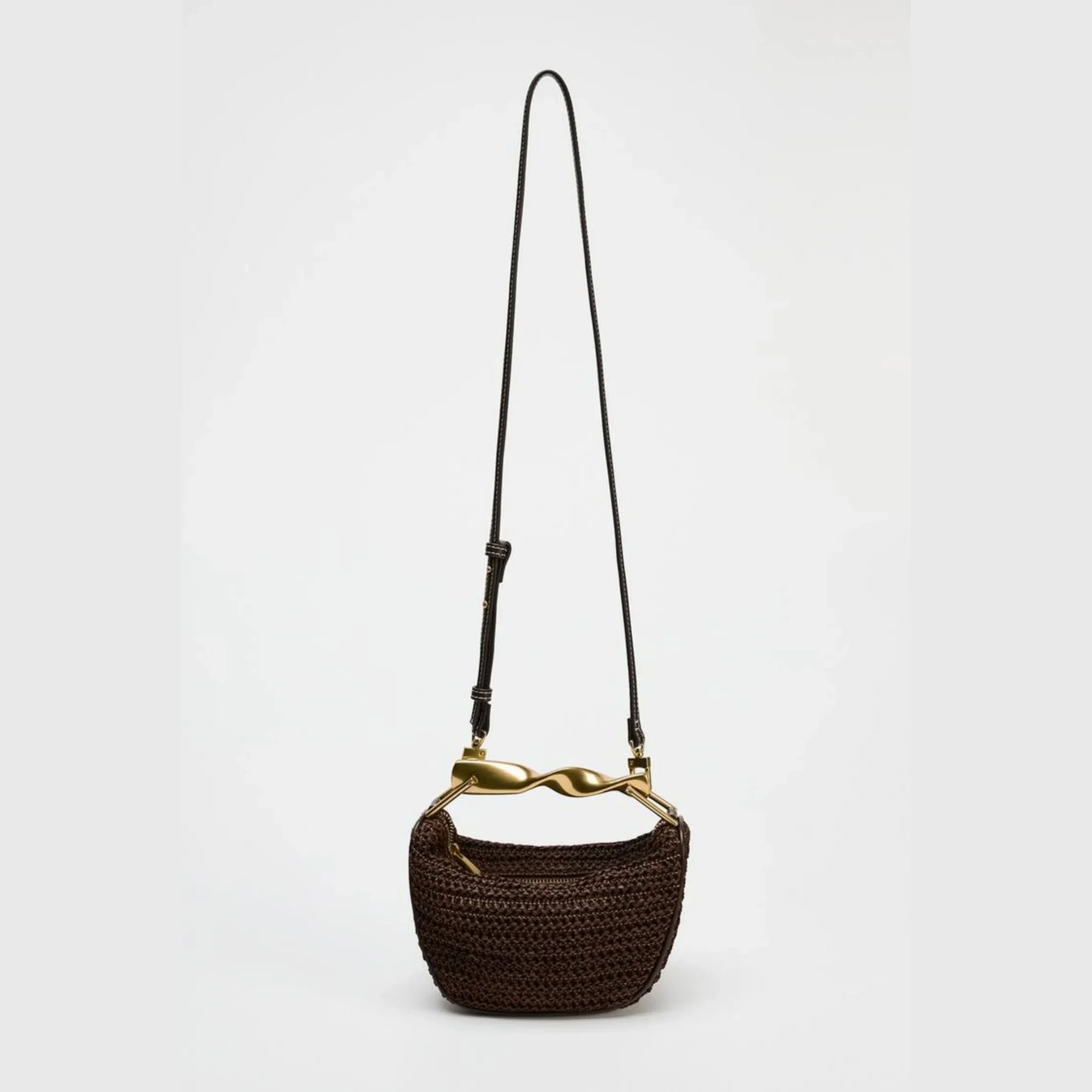 Women's Woven Straw Bucket Bag, Summer Half-Moon Beach Straw Shoulder Bag, Casual Tote Crossbody Purse