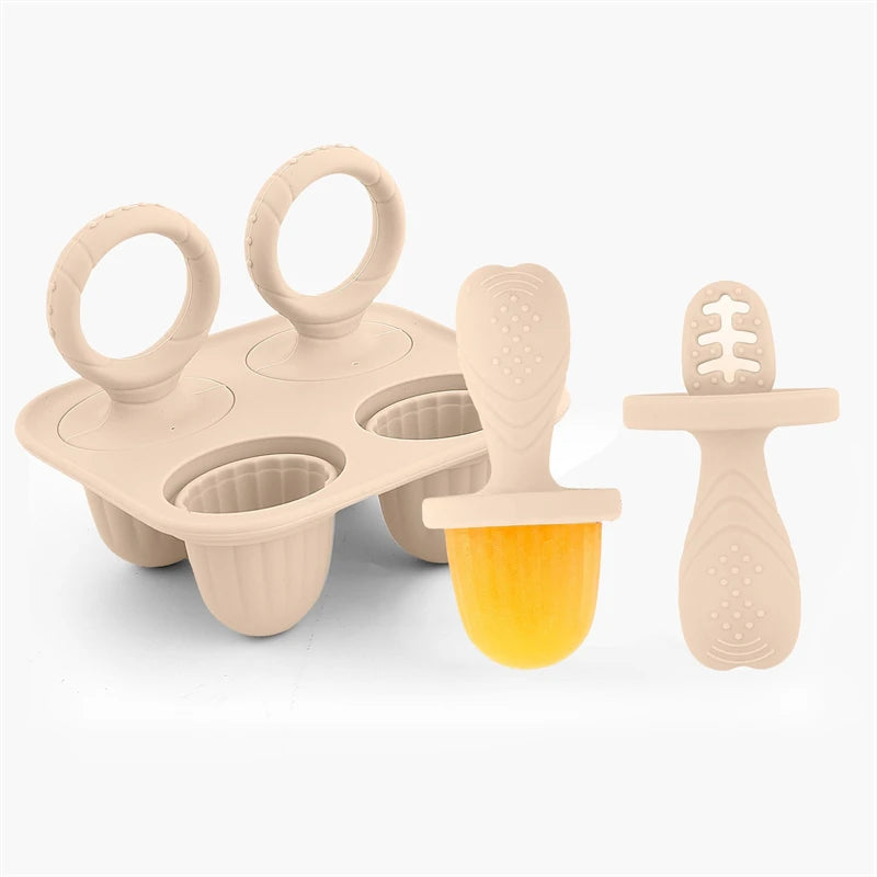 4/6 Cavity New Baby Teething Ice Cream Stick Mold Perfect for Freezing Milk Homemade Popsicles Summer Kitchen DIY Ice Cream Mold