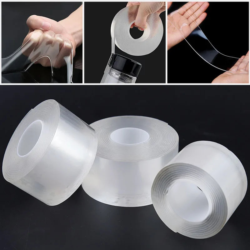 Adhesives Sealers Tape Super Strong Double-Sided Tape Reusable Traceless Waterproof , Adhesive Nano Sticker,Sink Tap Gel Sticker