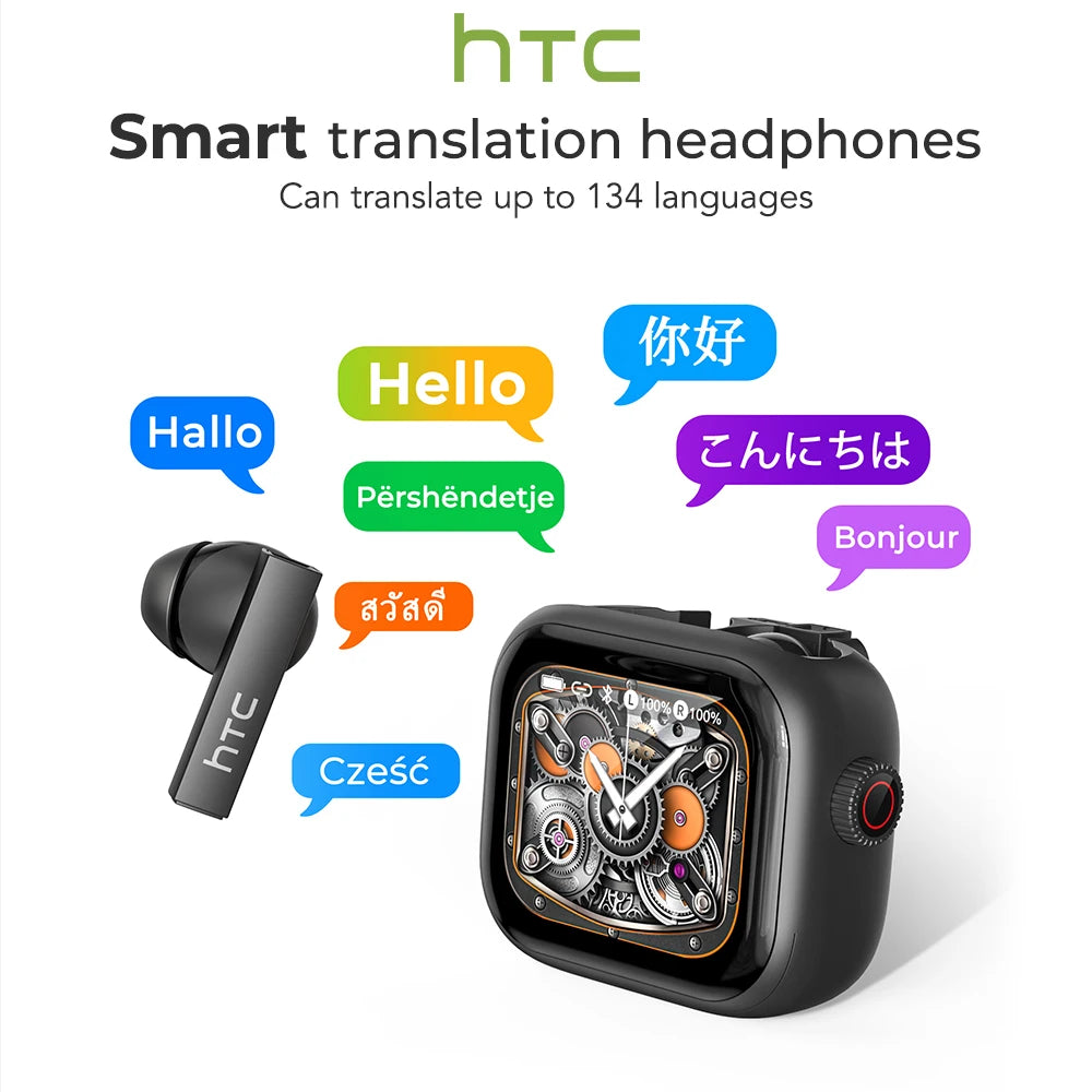 HTC Original AI Translator Wireless Bluetooth Earphones NE40 LED Touch Screen Earbud HiFi Sound Noise Reduction Sports Headphone