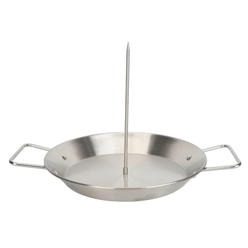 Stainless Steel Vertical Skewer Set Polished Finish Silver Al Pastor Skewer Round Pan Detachable Spikes Roasting Pan Set