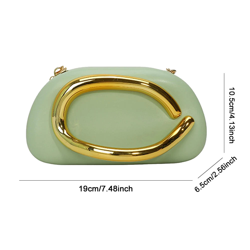 Trendy Clutch Purses PU Leather Crossbody Shoulder Bag Women Metal Decoration Evening Bag for Evening Dinner