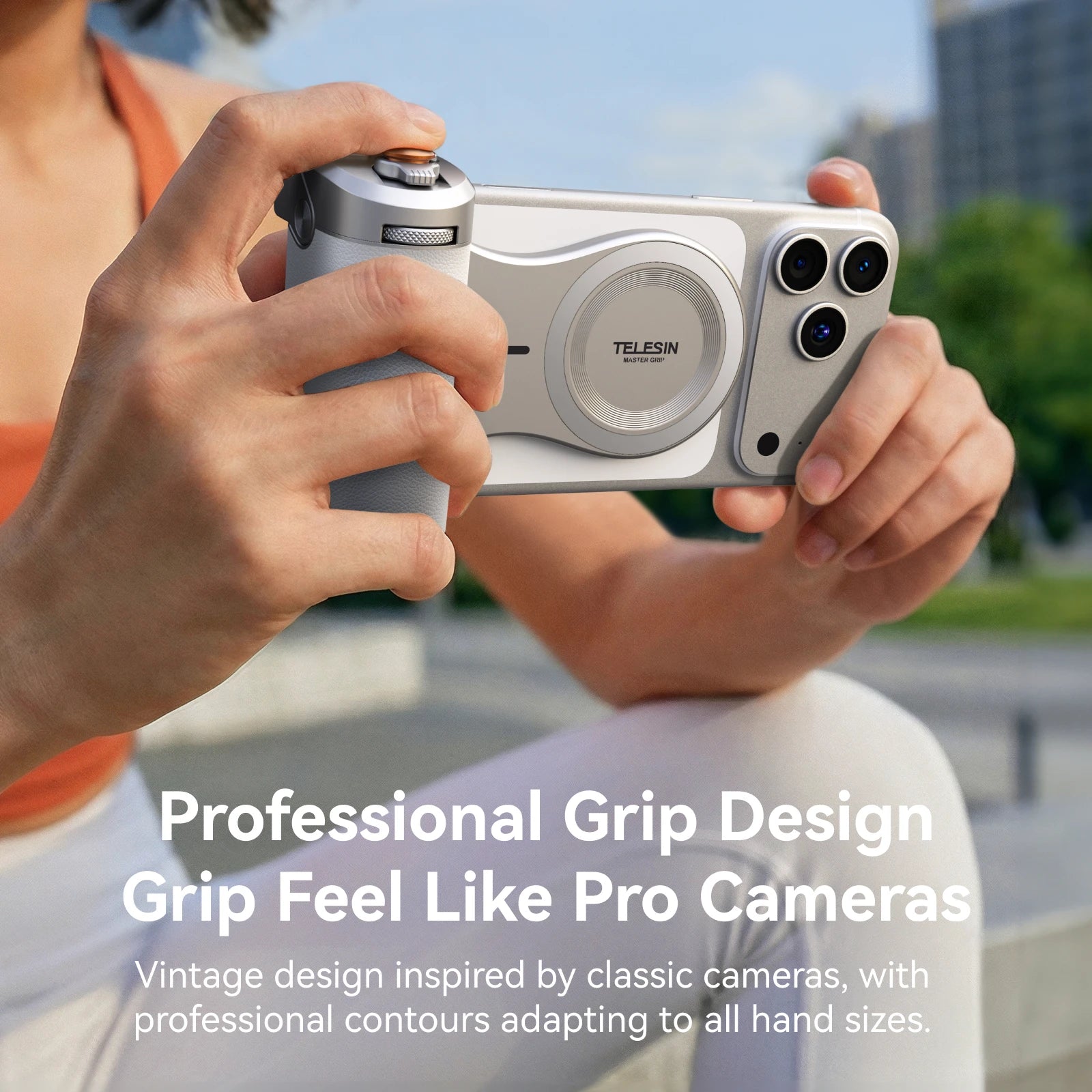 TELESIN Magnetic Phone Camera Shoot Hand Grip 3200Mha Powerbank Wireless Charging Phone Holder Shooting Aid for Iphone Andriod