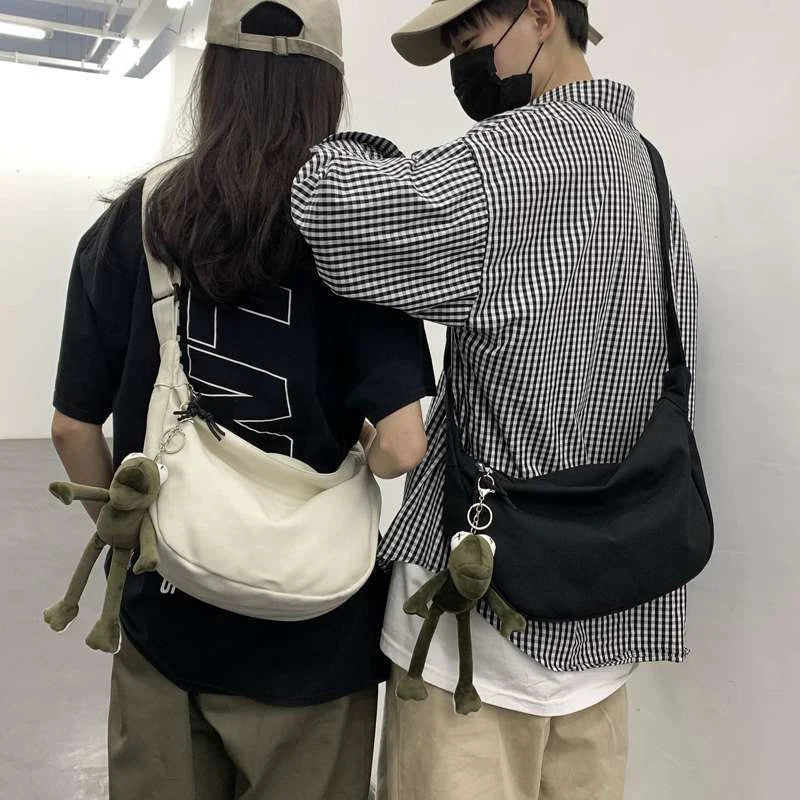 New【Canvas Crossbody Bag Large Capacity Hip-Hop Street Style For Both Men And Women】