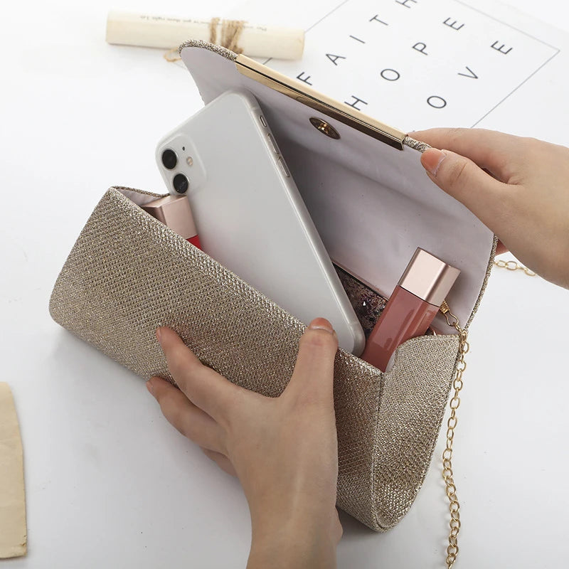 Women Evening Clutch Bag Female Crystal Day Clutch Wedding Purse Party Banquet Black Gold Silver Clutches Bag Sequin Shoulder