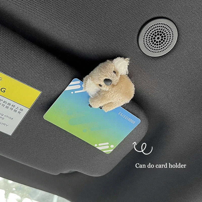 Motorcycle Plush Cute Koala Car Interior Decoration Auto Rearview Mirror Control Screen Decoration Sun Visor Card Clip Gift