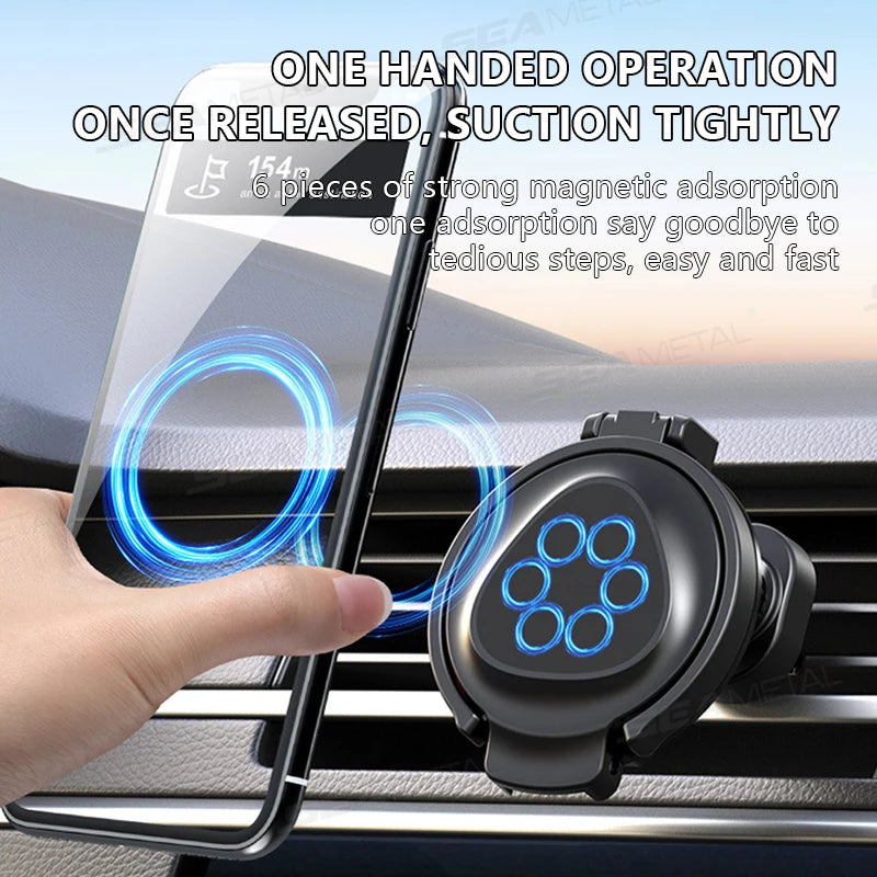 SEAMETAL Car Cup Holder Air Outlet Vent Magnetic Phone Mount 2 in 1 Foldable Drink Rack Phone Holder Water Bottles Stable Stand