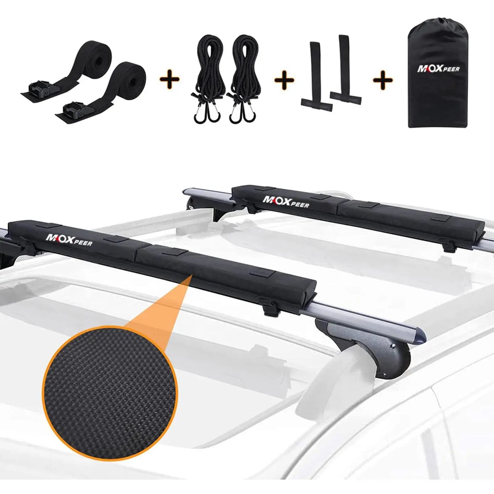 1 Set Car Soft Roof Rack Pads Set Universal Crossbar Pads Roof Crossbar Pads Automotive Accessories for Kayak Surfboard