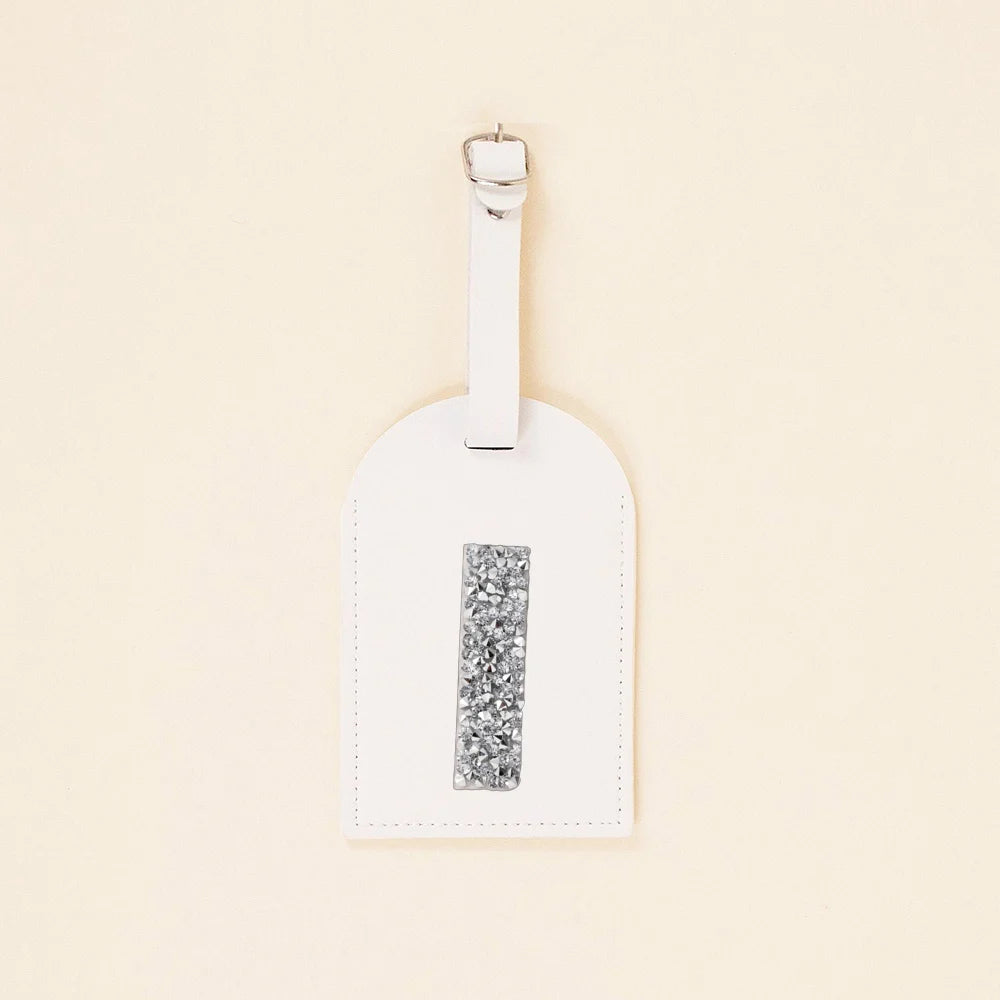 A-Z Rhinestone Monogram Leather Luggage Tag Suitcase Label Baggage Boarding Bag Tags Name ID Address Holder Travel Accessorie