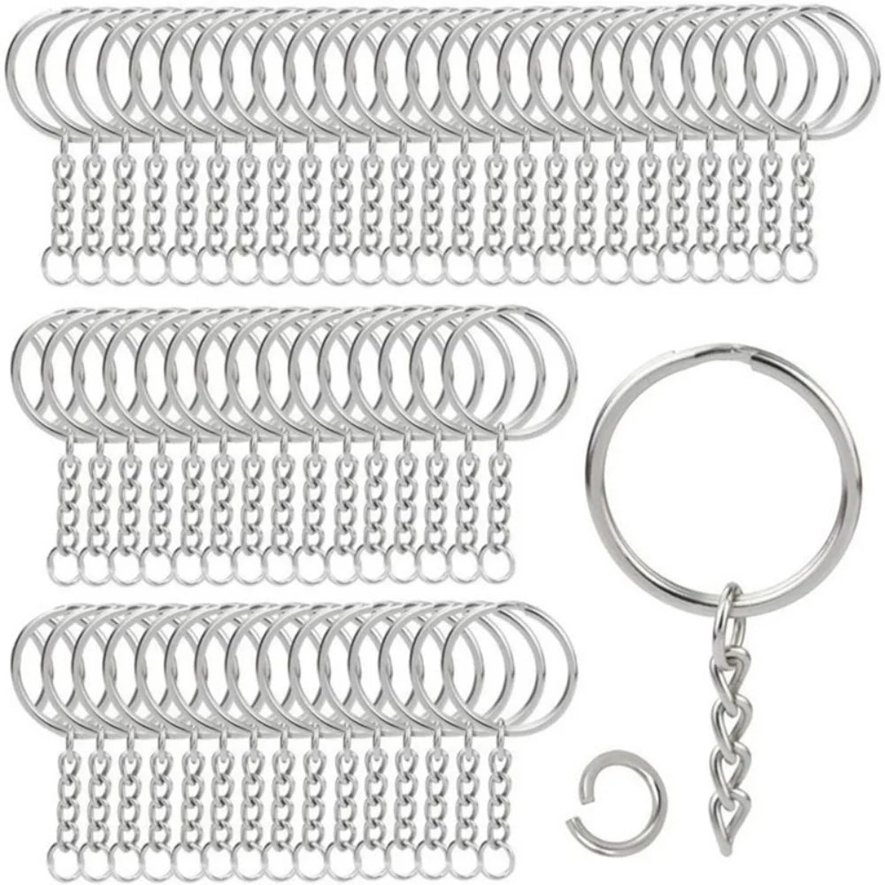 10/20/100Pcs Metal Blank Keyring Keychain With Split Jump Ring Connector DIY Women Men Jewelry Making Supplies Craft Accessories