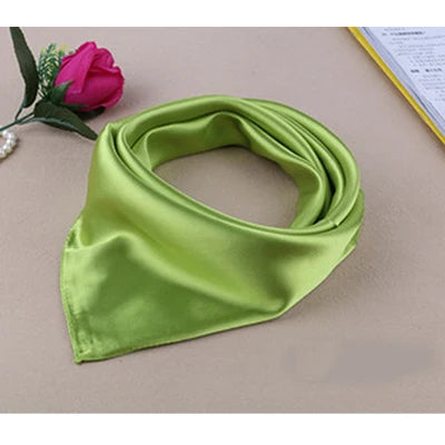 Four seasons new Solid Color Women Silk Scarf Fashion Airline stewardess Occupation 60X60cm small Kerchief Party Gift F1044