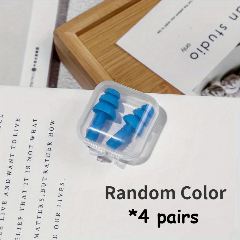 4/8pcs, Peaceful Sleep & Focus: Reusable Silicone Ear Plugs - Comfort-Fit for Swimming, Learning & Noise-Cancelling