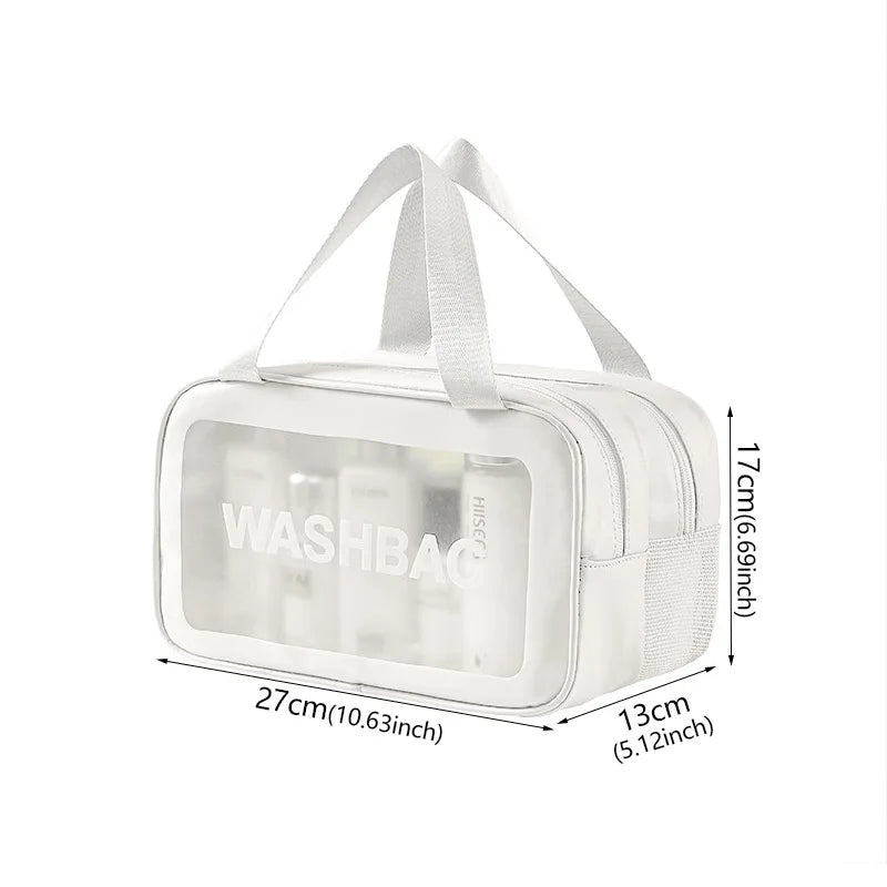 Wet-dry separation makeup bag portable toiletry bag travel essentials transparent frosted PU portable handheld bath storage bag