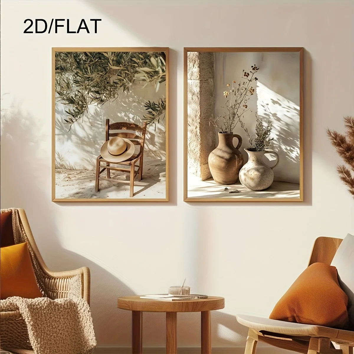 2pcs Modern Mediterranean Olive Trees Canvas Wall Art, Frameless Landscape Canvas Posters for Bedroom and Living Room Wall Decor