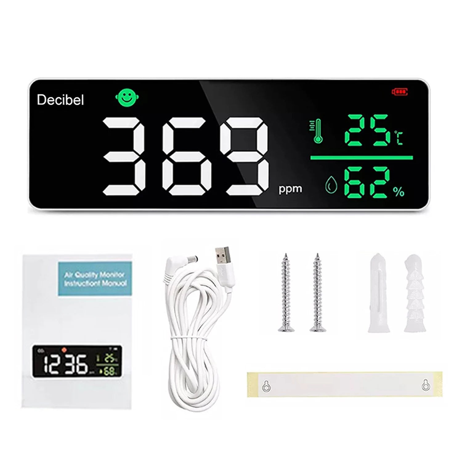 Decibel Sound Level Meter 11 inch Large LED Display Noise Temperature Humidity Meter with Alarm Icons Indicator Multi-function