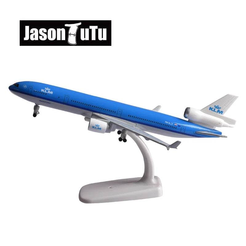 JASON TUTU 20CM KLM McDonnell Douglas MD-11 Aircraft Model Planel Airplane Diecast Metal 1/300 Scale Planes Collect Gifts